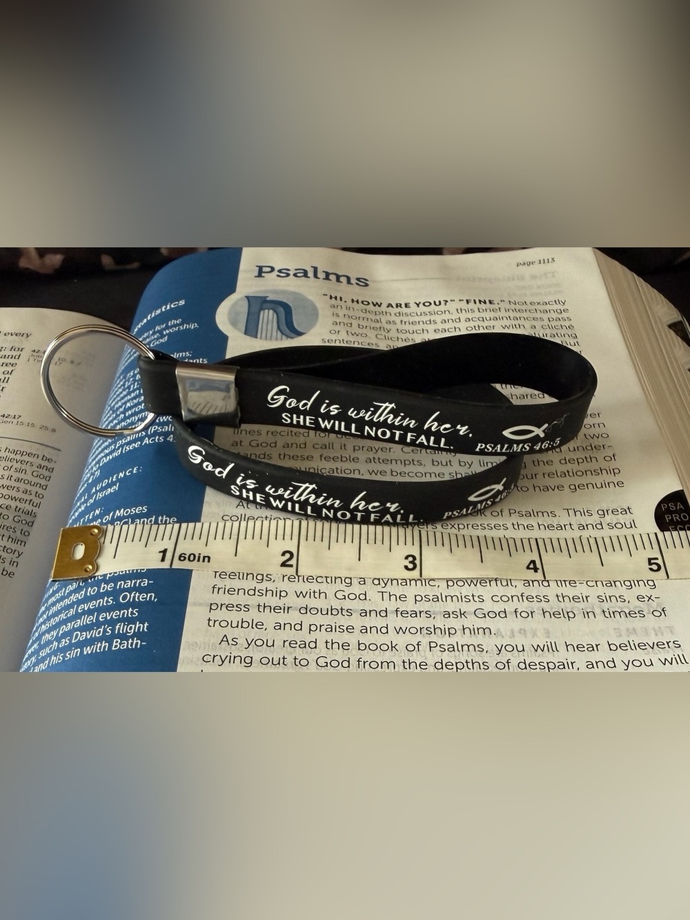 Black Silicone Bracelet & Keyring - Inspirational Faith Quote